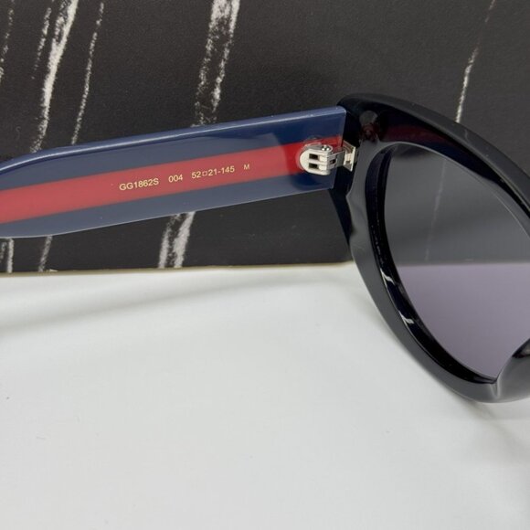 NEW GG1862S 004 GUCCI CAT EYE BLACK/BLUE WOMEN GUCCI SUNGLASSES - Picture 9 of 10